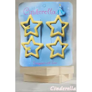 4lü Parlak Sarı Yıldız Çıt Çıt Toka Seti - Renkli Yıldızlı Çıtçıt Toka - Yıldız Çıtçıtlı Toka