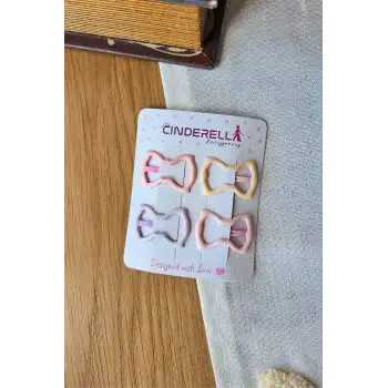 4lü Parlak Soft Renkli Kelebekli Çıtçıtlı Toka Seti 3.2cm - Kız Çocuk Bebek Çıt Çıt Yan Saç Tokası