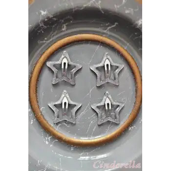 4lü Simli Gümüş Yıldız Çıt Çıt Toka Seti - Yıldızlı Çıtçıt Toka - Y2k Star Yıldız Çıtçıtlı Toka