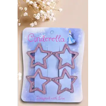 4lü Simli Lila Yıldız Çıt Çıt Toka Seti - Yıldızlı Çıtçıt Toka - Y2k Star Yıldız Çıtçıtlı Toka