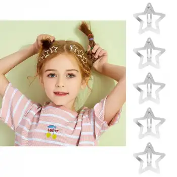 5li Yıldız Çıtçıtlı Toka Gümüş - Yıldızlı Çıtçıt Toka Metal - Y2k Star Yıldız Toka