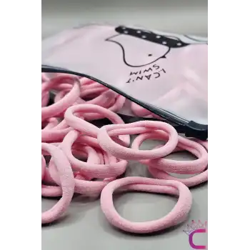 50li Günlük Kullanım Dayanıklı Kadın Lastik Toka Seti Pembe 4cm - Kadın Yumuşak Lastikli Saç Tokası