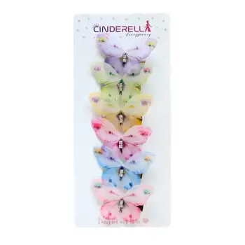 6lı Hareketli Kelebek Toka Seti Renkli Gerçekçi Kumaş - Zirkon Taşlı Kelebekli Toka Pens Saç Tokası