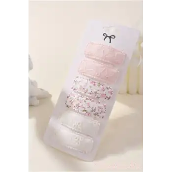 6lı Özel Seri Nakışlı Çiçekli Model Çocuk Çıt Çıt Toka Seti - Kız Bebek Çıtçıt Saç Toka Model-1