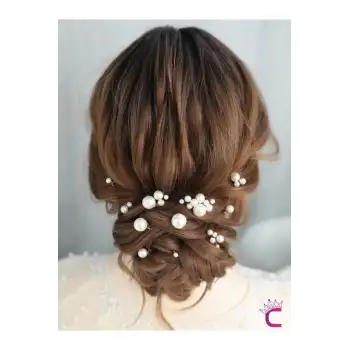 12li Nikah Tokası İncili Firkete Gelin Tacı - Düğün Nişan Kına Söz Doğum Günü Saç Topuz Aksesuarı