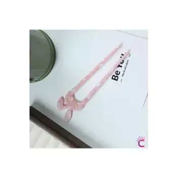 Sevimli Tavşan Kulaklı Pembe Kız Çocuk Topuz Tokası Asetat - Kadın Çubuk Toka Saç Topuz Çubuğu