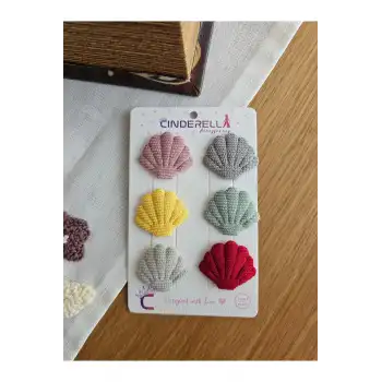 6lı Deniz Kabuğu Saçsız Bebek Tokası 3.5cm - Yenidoğan Az Saçlı Bebek Klipsli Çıtçıtlı Toka Seti