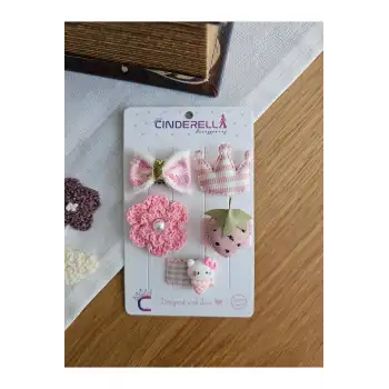 5li Özel Seri Pembe Fiyonk İncili Çiçek Az Saçlı Saçsız Bebek Tokası Yenidoğan Hediyelik Toka Seti