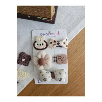 5li Özel Seri Bej Kahve Tonlu Saçsız Bebek Tokası - Az Saçlı Bebek Toka Seti Doğum Günü Hediyesi