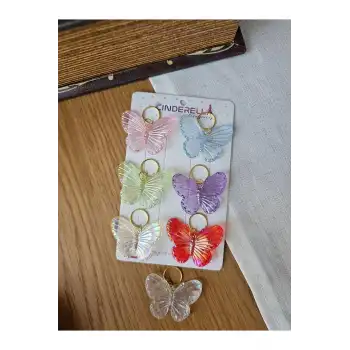 7li Renkli Kelebekli Saç Küpesi Seti Süslü Toka - Halkalı Örgü Saç Süsü Tokası Süsleme Aksesuarı