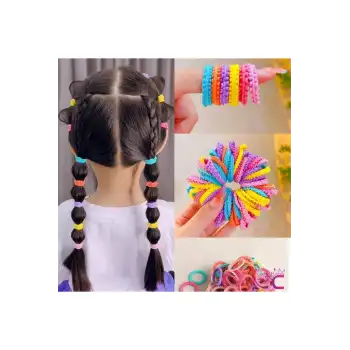 100lü Küçük Yumuşak Lastikli At Kuyruğu Bağlama Toka Seti - Renkli Bebek Çocuk Lastik Saç Tokası