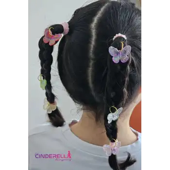 7li Renkli Kelebekli Saç Küpesi Seti Süslü Toka - Halkalı Örgü Saç Süsü Tokası Süsleme Aksesuarı