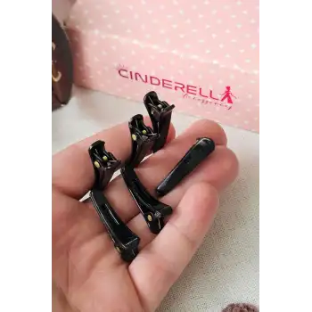 6lı Siyah Mini Plastik Pens Toka Seti 3.5cm - Makyaj Kuaför Maşa Fön Dalga Klipsli Saç Tutucu