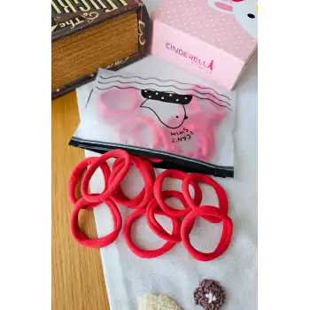 25li Kırmızı Lastik Toka 4.5cm Dayanıklı Yumuşak - 23 Nisan 29 Ekim Bayramı Lastikli Saç Tokası