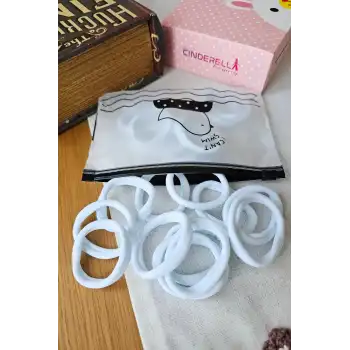 25li Günlük Dayanıklı Yumuşak Beyaz Kadın Lastik Toka 4.5cm - 23 Nisan 29 Ekim Bayramı Saç Tokası