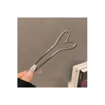 Antrasit Gri Kalpli Şık Kadın Metal Saç Topuz Tokası 13cm - Modern Topuz Çubuğu Metal Çubuk Toka