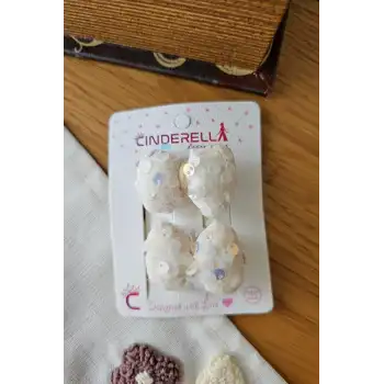 Işıltılı Pullu Pofuduk Bebek Çocuk Fiyonk Toka Seti 5cm- Yumuşak Astarlı Klipsli Pens Yan Saç Tokası