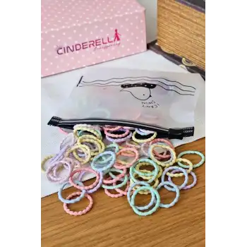 100lü Tırtıklı Pastel Soft Renkli Yumuşak Kız Bebek Lastik Toka Seti - Esnek Lastikli Saç Tokası