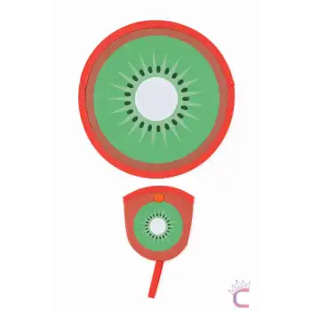 Kivi Meyve Desenli Katlanabilir Yuvarlak Yelpaze Çıtçıt Çantalı Taşınabilir Mini Kore Yelpazesi 20cm