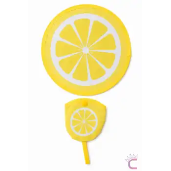 Limon Desenli Katlanabilir Yuvarlak Yelpaze Çıtçıt Çantalı Taşınabilir Mini Kore El Yelpazesi 20cm