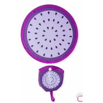 Pitaya Desenli Katlanabilir Yuvarlak Yelpaze Çıtçıt Çantalı Taşınabilir Mini Kore El Yelpazesi 20cm