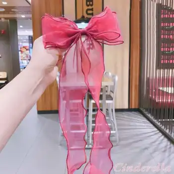 Alice Uzun Tül Fiyonk Toka Bordo Renk - Yeni Sezon Kadın Fiyonklu Toka