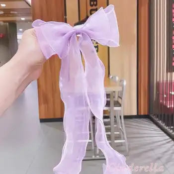 Alice Uzun Tül Fiyonk Toka Lila Renk - Yeni Sezon Kadın Fiyonklu Toka