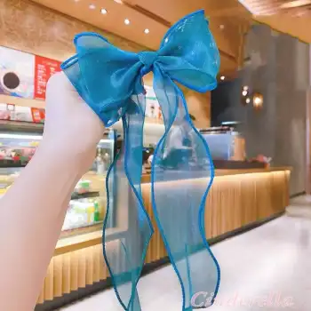 Alice Uzun Tül Fiyonk Toka Petrol Yeşili - Yeni Sezon Kadın Fiyonklu Toka