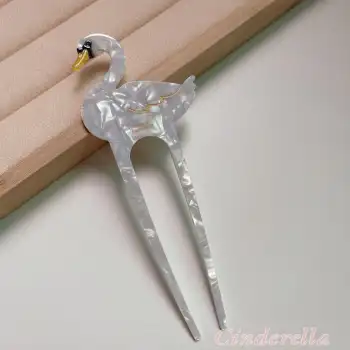 Bahar Kuğu France-Handmade Lüks Kemik Topuz Tokası - Çubuk Saç Topuz Tokası