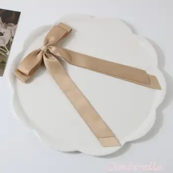 Bej Renk Çift Kuyruklu Fiyon Model Pens Toka - Kurdele Fiyonklu Klipsli Pens Saç Tokası