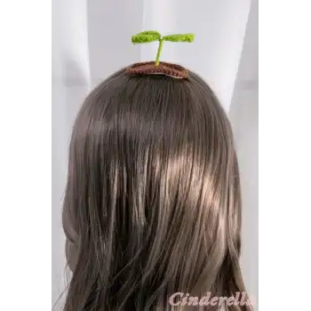 Çim Filizi Tasarım Sevimli Saç Tokası - El Yapımı Örgü İplik Anime Pens Saç Toka