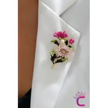 Dekoratif Kore Tarzı Çiçekli Kadın Broş Arkadaşa İş Hediyesi Hediyelik Elbise Ceket Yaka İğnesi Broş