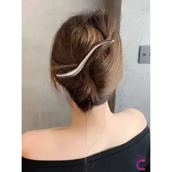Dekoratif S Tasarım Büyük Boy Pens Saç Tokası Gümüş Metal 13cm - Kadın Klipsli Yan Toka Topuz Tokası
