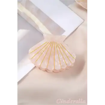 Deniz Kabuğu Model Orta Boy Asetat Mandal Toka 6.5cm - Trend Kadın Mandallı Saç Topuz Tokası Model-4