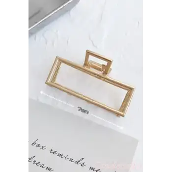 Dikdörtgen Model Kadın Gold Metal Mandal Toka - Orta Boy Sıkı Toplayan Lüks Mandal Saç Tokası