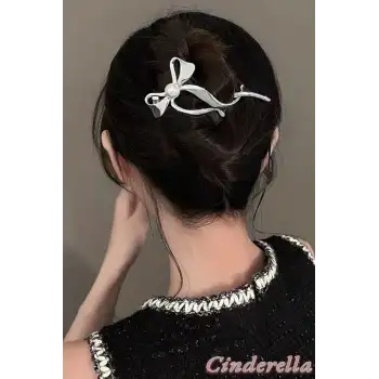 Fiyonk Model İncili Klipsli Topuz Tokası Metal Gümüş - Modern Kadın Kıstırmalı Klips Saç Tokası