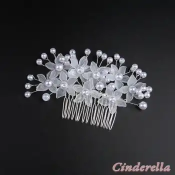 İncili Çiçekli Model İnci Tarak Toka Beyaz - Gelin Tacı Düğün Nişan Kına Söz Saç Topuz Aksesuarı