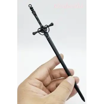 Kılıç Tasarım Kadın Moda Siyah Metal Topuz Tokası 20cm - Sade ve Zarif Uzun Saç Topuz Çubuğu