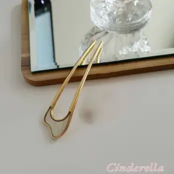 Kıvrımlı Yeni Model Beyaz Detaylı Metal Topuz Tokası - Çubuk Saç Topuz Tokası