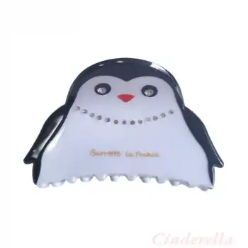 La France Penguen Lüks Asetat Orta Boy Kemik Mandal Toka 7cm - Mandallı Saç Topuz Tokası