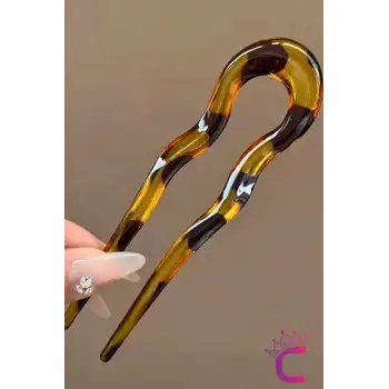 Leopar Desen Geometrik Tasarım Asetat Kadın Saç Topuz Tokası 12.5 cm - Çubuk Toka Saç Çubuğu