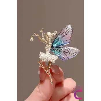 Melek Kız Broş - Kadın Yaka İğnesi Broş - Zirkon Taşlı Broş