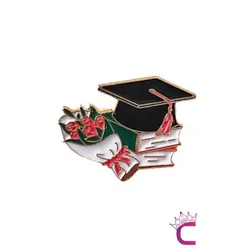 Mezuniyet Kepi Çiçek Kitap Tasarım Öğrenci Broş - Hediyelik Yaka Rozeti Arkadaşa Elbise Yaka İğnesi