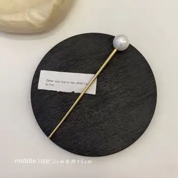 Orta Boy İncili Metal Çubuk Topuz Toka Gold - Yeni Sezon Kadın İnci Taşlı Saç Topuz Çubuğu