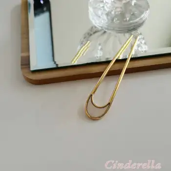 Oval Beyaz Detaylı Metal Topuz Tokası - Çubuk Saç Tokası - Saç Çubuğu