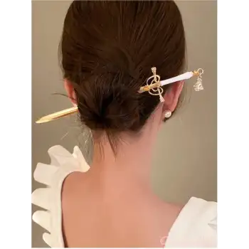 Sarkıt Yapay Elmaslı Beyaz Kılıç Tasarım Metal Topuz Saç Tokası 19cm - Yeni Sezon Gotik Çubuk Toka