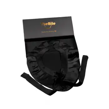 Sertifikalı %100 Saf İpek Saç Bonesi Siyah - Curly Hair Saç Bakım Güzellik Kırışma Uyku Bonesi