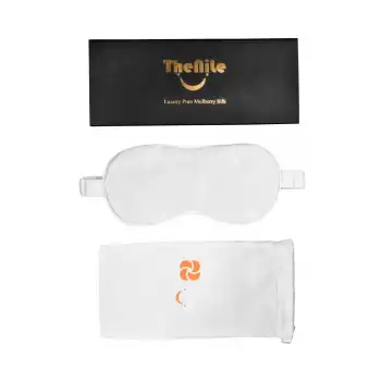 Sertifikalı %100 Saf İpek Uyku Maskesi Beyaz - Seyahat Taşıma Kılıflı Yumuşak İpek Uyku Göz Bandı