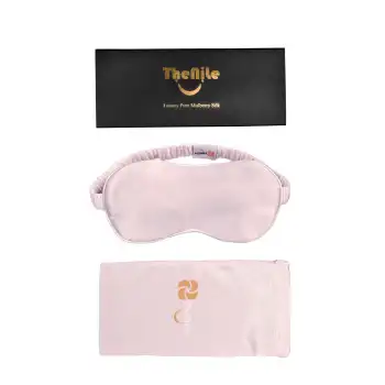 Sertifikalı %100 Saf İpek Uyku Maskesi Pembe - Seyahat Taşıma Kılıflı Terletmez Uyku Gözlüğü Bandı