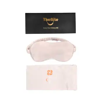 Sertifikalı %100 Saf İpek Uyku Maskesi Açık Pembe - Seyahat Taşıma Kılıflı İnce İpek Uyku Göz Bandı
